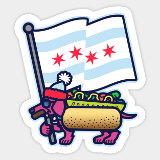 Chicago Stocking Cap Dog with Flag Sticker